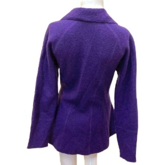 Spanner Deep Purple 100% Wool High Low Button Up Collared Blazer Shacket - Picture 2 of 7